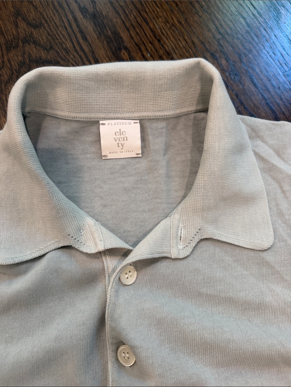Eleventy Men's Light blue Polo Shirt — Soft Knit Short-Sleeve - Picture 2 of 5